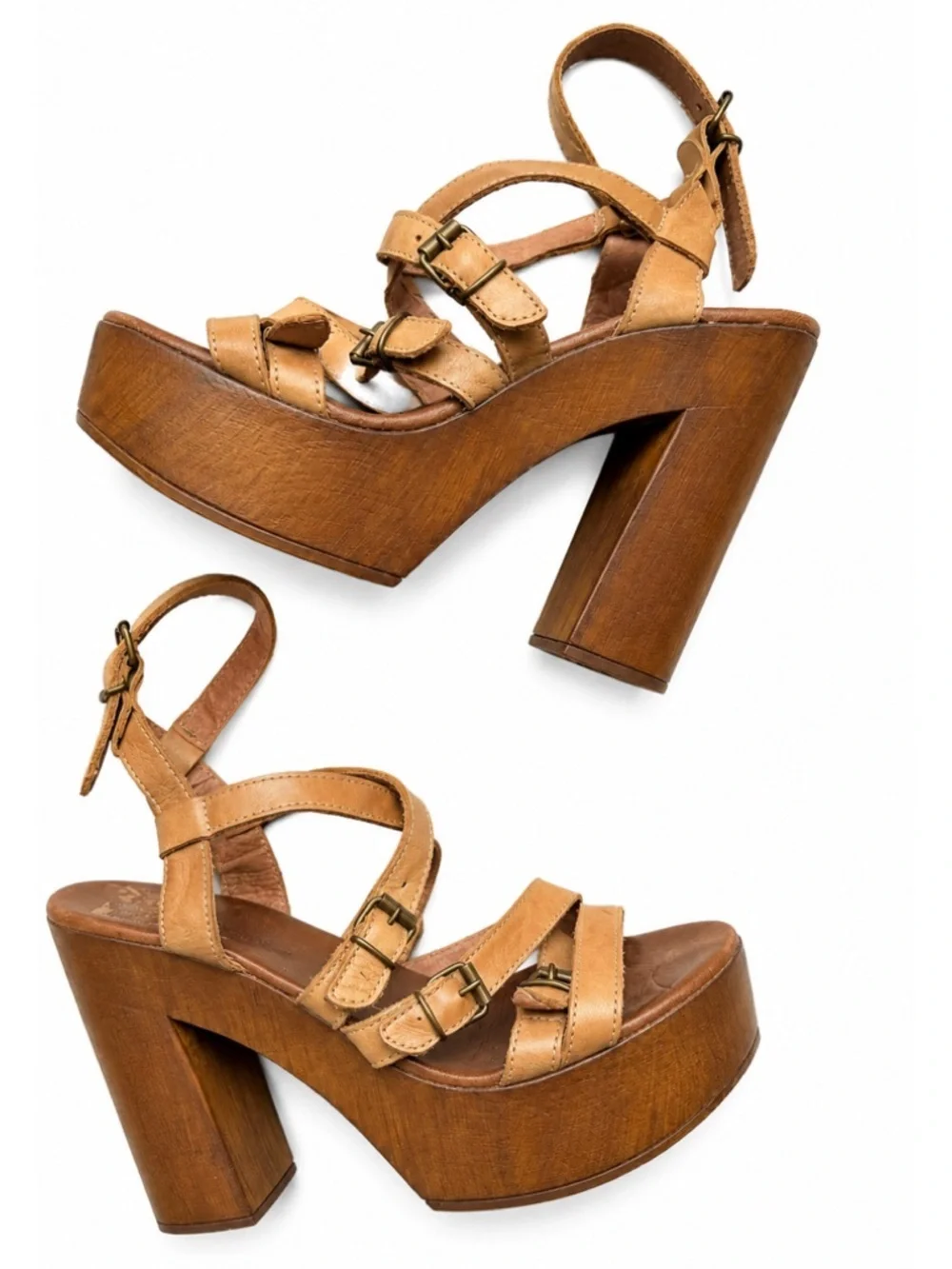 Musse & Cloud Malena Platform Sandals Strappy heels chunky boho size 40 9